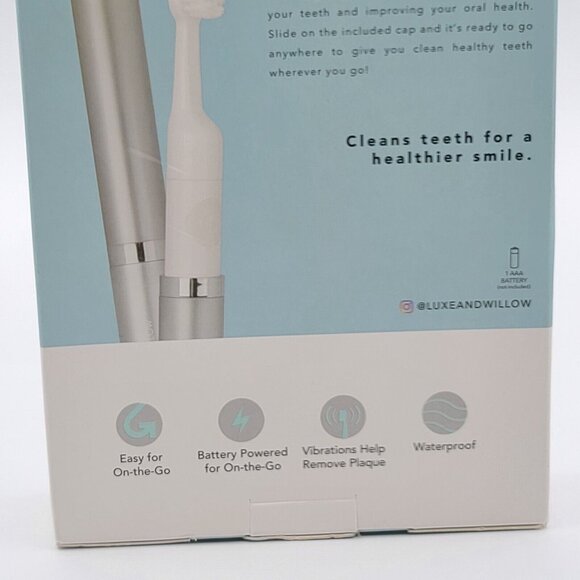 Luxe Willow L+ W Bio Clean Lite Battery Powered Travel Toothbrush (Set of 2) NEW - Picture 8 of 15